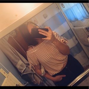 red&white striped crop off the shoulder top